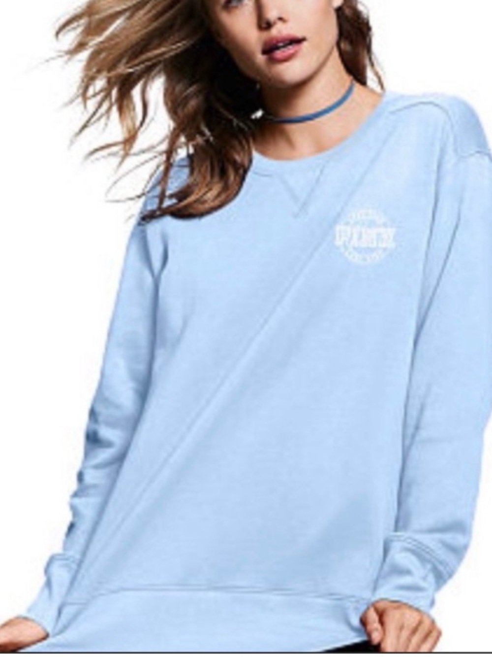 Vs Pink 🩷 Powder Blue Women's Crewneck Sweatshirt